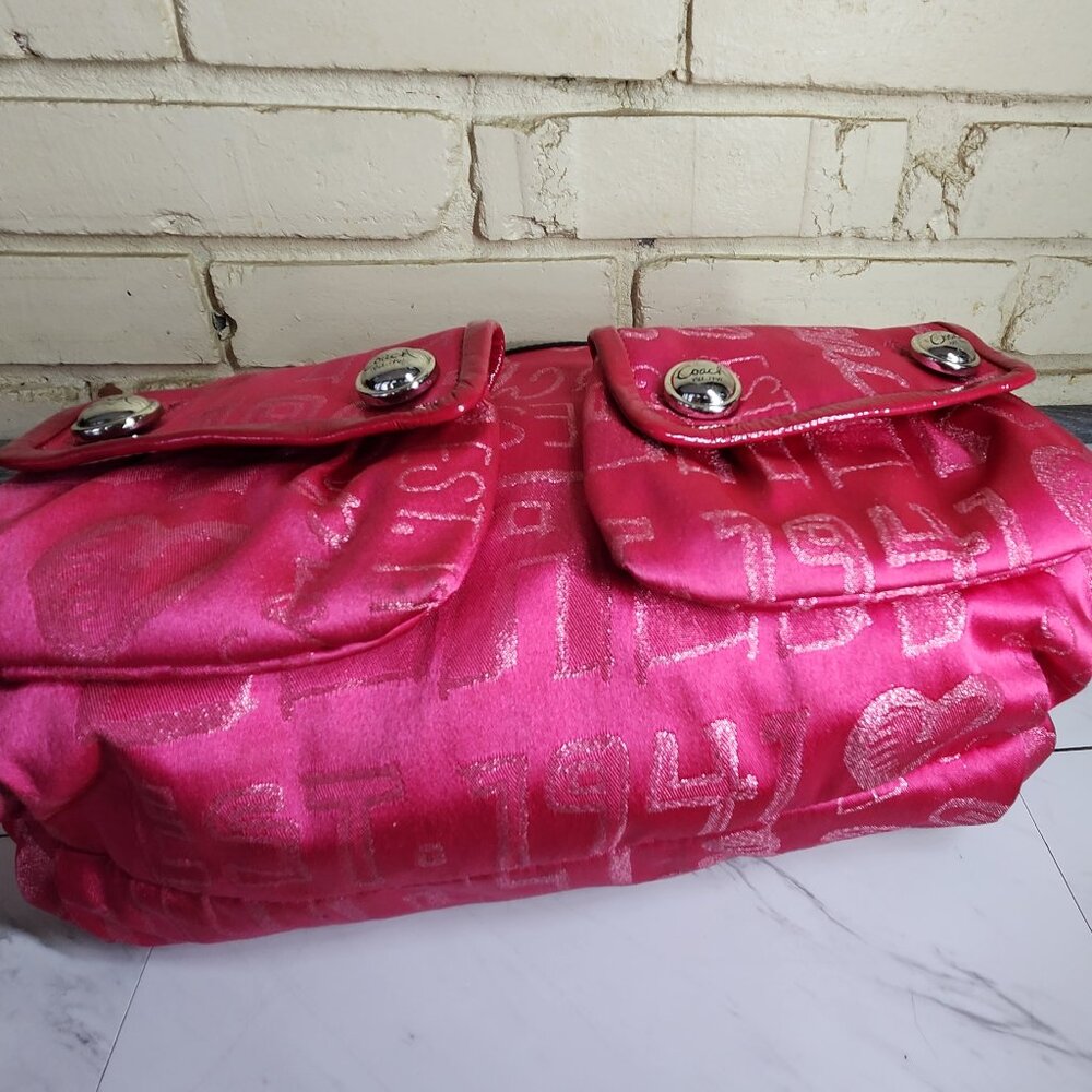 Rare Coach Poppy Storypatch Pink Shoulder Bag Purse - Picture 13 of 16